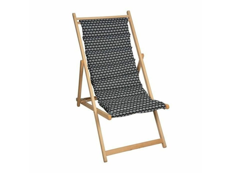 Lamamistool Jardin Prive Helsinki Дебел мъхест вълнен плат букова дървесина Черен/Бял (106 x 55 x 95 cm) NaN –  BB Шезлонги