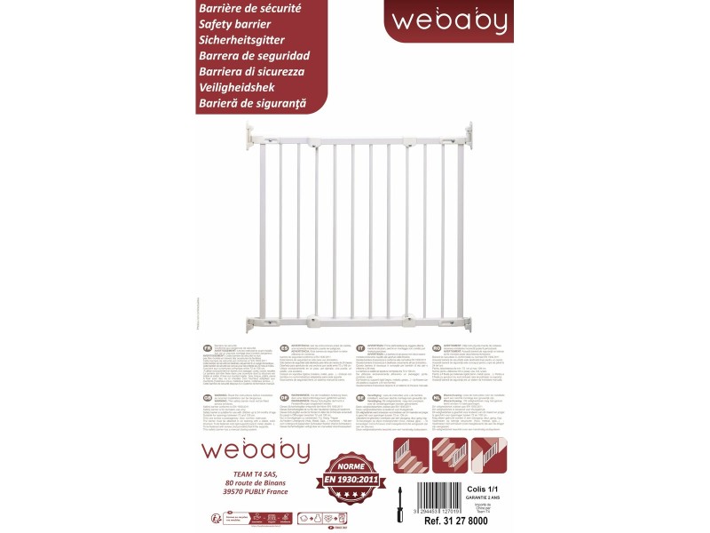 Защитна бариера WEBABY NONO Бял 72-108 cm NaN –  BB Бариери за врати и стълби