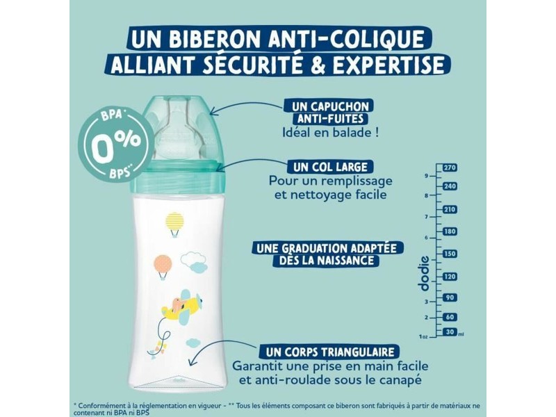 Биберон Dodie 270 ml (3 броя) NaN –  BB Пластмасови бебешки бутилки