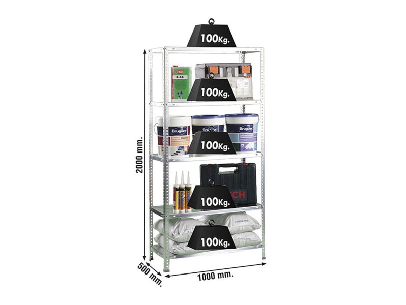 Лавица Simon Rack Comfort Plus 5/500 200 x 100 x 50 cm Естествен Метал 5 Рафтове 100 kg NaN –  BB Многофункционални стелажи