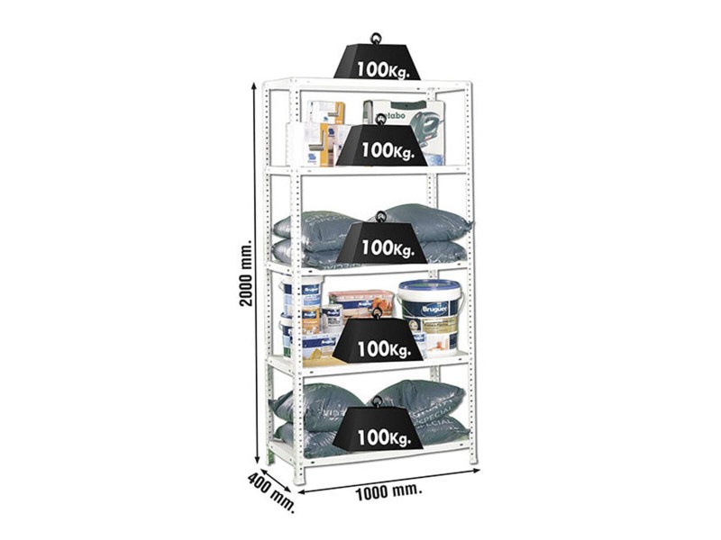 Лавица Simon Rack Comfort Plus 5/400 Бял 200 x 100 x 40 cm Метал 5 Рафтове 100 kg NaN –  BB Многофункционални стелажи