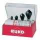 Комплект за зенковане (Зенкове) RUKO 102310E Бързорежеща стомана (HSS) 4 Части NaN –  BB Зенкери