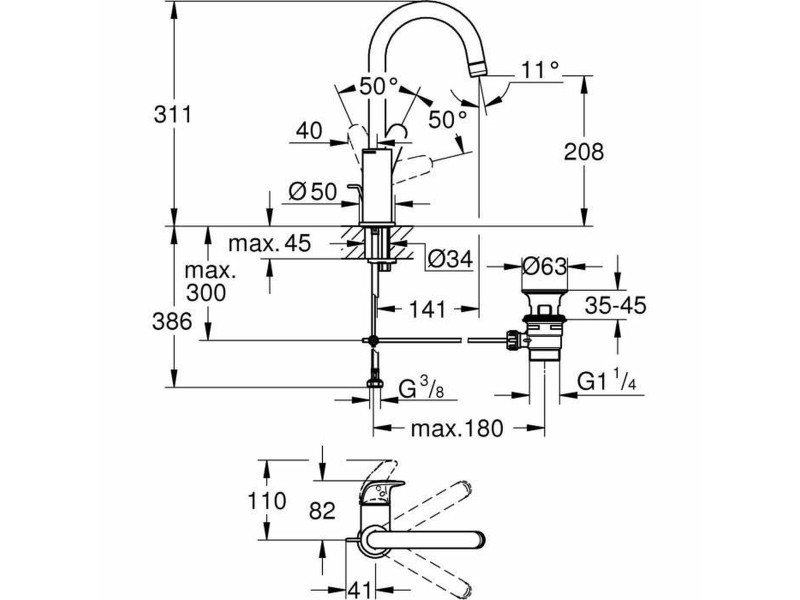 Смесител Grohe Swift - 24330001 Метал NaN –  BB Кранове за мивки
