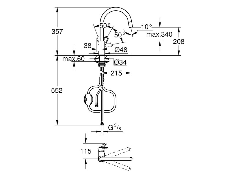 Смесител Grohe 30549000 Метал NaN –  BB Кранове за мивка