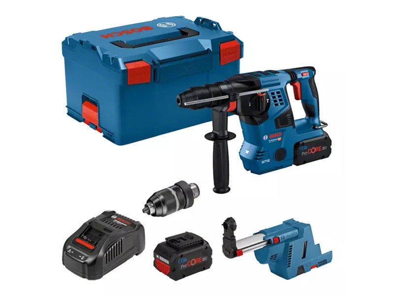 Ударна бормашина BOSCH GBH18V-28CF 2X8AH + GDE18V-16 NaN от | techMAG.bg Ударна бормашина BOSCH GBH18V-28CF 2X8AH + GDE18V-16 NaN – BB Ротационни чукове