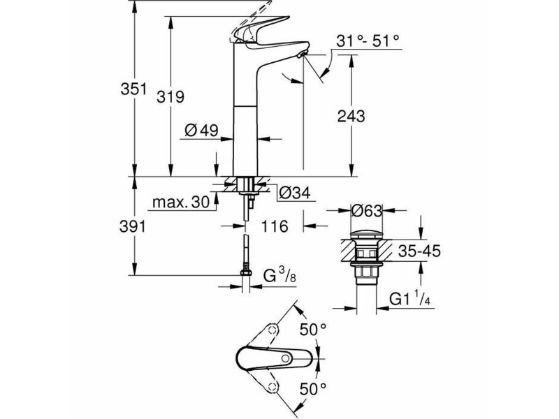 Смесител Grohe Метал NaN –  BB Кранове за мивки