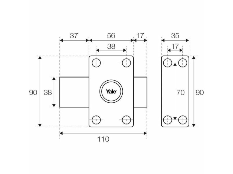 Ключалка Yale YV25BT-45/SC Стомана Кръгъл Врати Ø 23 mm NaN –  BB Цилиндри