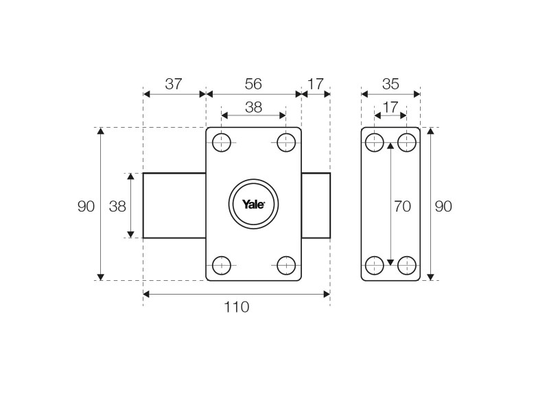 Ключалка Yale YV25BT-40 Бежов Метал Врати Ø 23 mm NaN –  BB Цилиндри