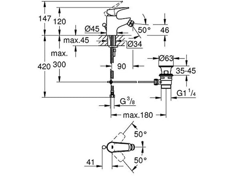 Смесител Grohe 23770000 Санитарно биде NaN –  BB Кранове за мивки
