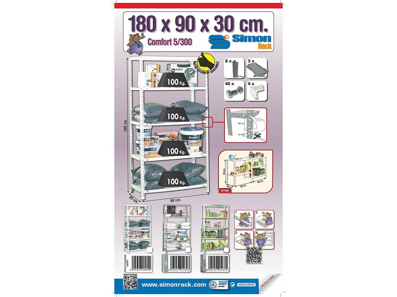 Лавица Simon Rack Comfort 5/300 Метал 5 Рафтове 500 kg (180 x 90 x 30 cm) NaN –  BB Многофункционални стелажи