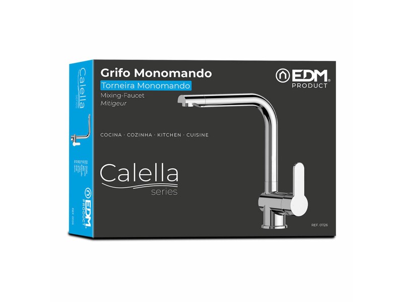 Смесител EDM 01126 Calella Сребрист Неръждаема стомана Месинг цинк Мивка NaN –  BB Кранове за мивка