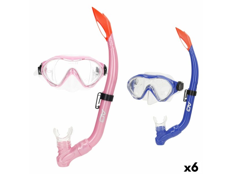 Очила за Гмуркане с Детски Шнорхел AquaSport Син Розов (6 броя) NaN –  BB Очила и маски