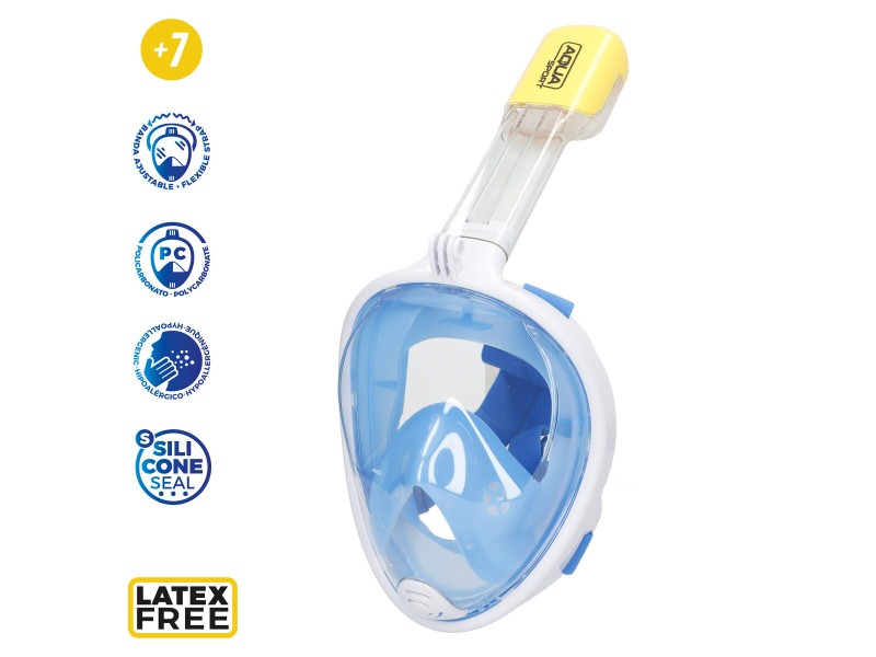 Маска за Шнорхел с Поставка за Спортна Камера AquaSport Син цвят тюркоаз (4 броя) NaN –  BB Очила и маски