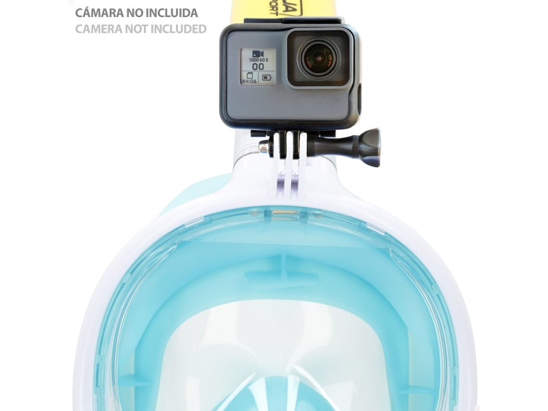 Маска за Шнорхел с Поставка за Спортна Камера AquaSport Син цвят тюркоаз (4 броя) NaN –  BB Очила и маски