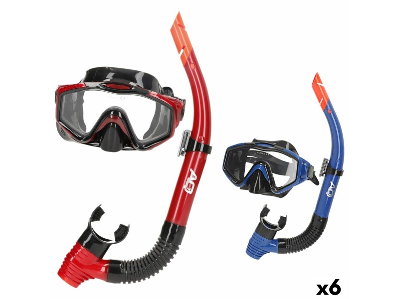 Очила за Гмуркане с Детски Шнорхел AquaSport Син Червен (6 броя) NaN –  BB Очила и маски