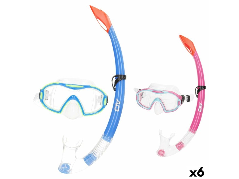 Очила за Гмуркане с Детски Шнорхел AquaSport Син Розов (6 броя) NaN –  BB Очила и маски