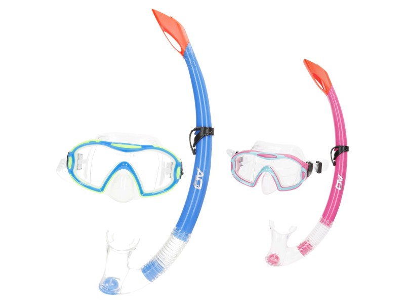 Очила за Гмуркане с Детски Шнорхел AquaSport Син Розов (6 броя) NaN –  BB Очила и маски