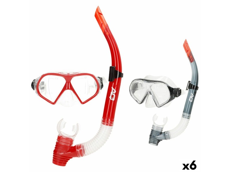 Очила за Гмуркане с Детски Шнорхел AquaSport Червен Сив (6 броя) NaN –  BB Очила и маски