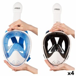Маска за Шнорхел с Поставка за Спортна Камера AquaSport Син Бял (4 броя)