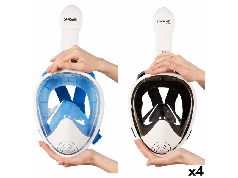 Маска за Шнорхел с Поставка за Спортна Камера AquaSport Син Бял (4 броя) NaN –  BB Очила и маски