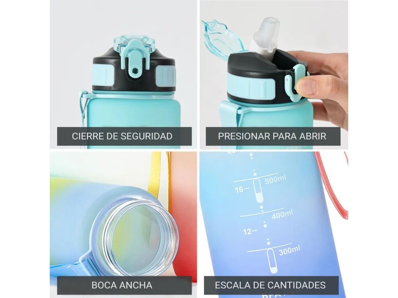 Бутилка за вода Bewinner Многоцветен 800 ml 7,5 x 23,5 cm (12 броя) NaN –  BB Столове и бутилки за вода