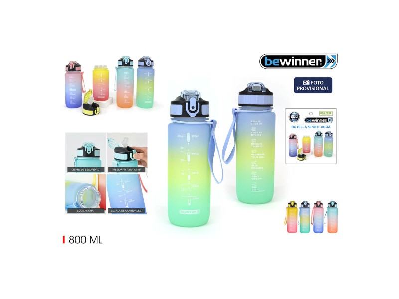 Бутилка за вода Bewinner Многоцветен 800 ml 7,5 x 23,5 cm (12 броя) NaN –  BB Столове и бутилки за вода