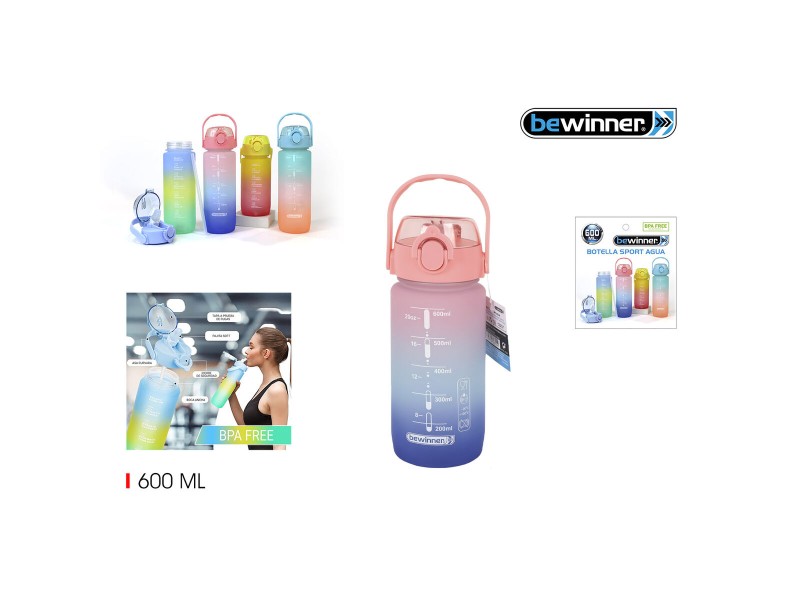 Бутилка за вода Bewinner Многоцветен 600 ml 7,5 X 20 CM (12 броя) NaN –  BB Столове и бутилки за вода
