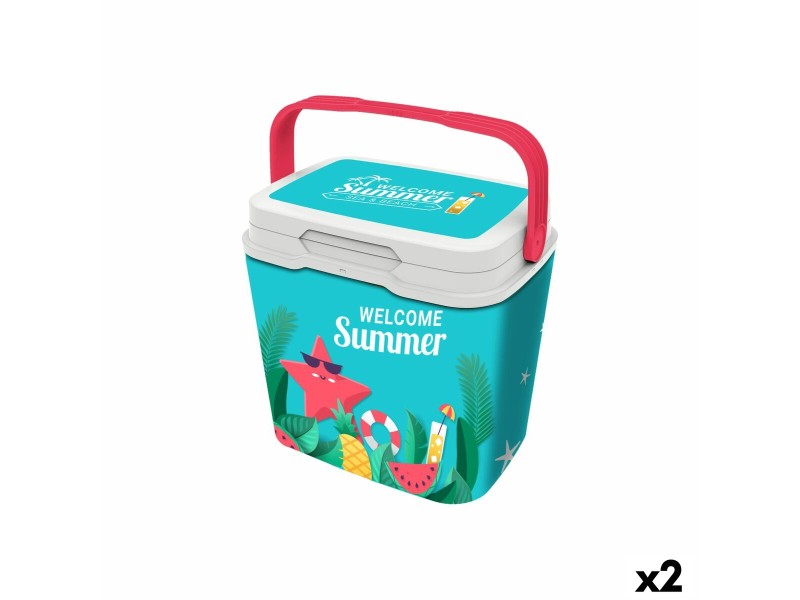 Преносима Хладилна Чанта Aquapro Welcome Summer Многоцветен 25 L 38 x 29 x 39 cm (2 броя) NaN –  BB Хладилници