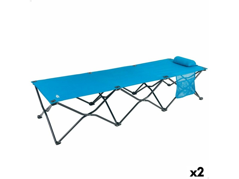 Сгъваемо легло Aktive Син Къмпинг 178 x 62 x 38 cm 178 x 38 x 62 cm (2 броя) NaN –  BB Детски креватчета и хамаци