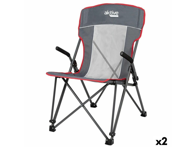 Сгъваем Стол за Къмпинг Aktive Сив 59 x 97 x 68 cm (2 броя) NaN –  BB Столове