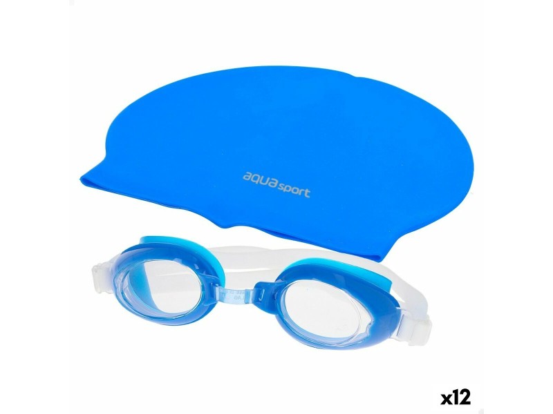 Шапка за плуване и очила за плуване AquaSport Син Детски Пластмаса (12 броя) NaN –  BB Шапки
