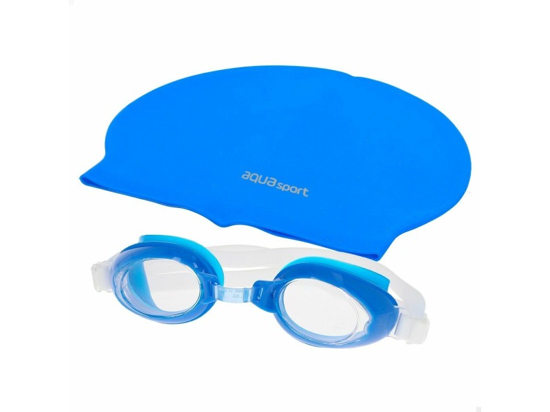 Шапка за плуване и очила за плуване AquaSport Син Детски Пластмаса (12 броя) NaN –  BB Шапки