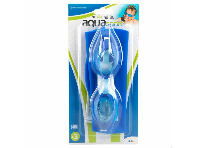 Шапка за плуване и очила за плуване AquaSport Син Детски Пластмаса (12 броя) NaN –  BB Шапки