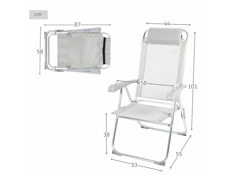 подплатен къмпинг стол Aktive наклоняем Сив 44 x 55 x 101 cm NaN –  BB Столове