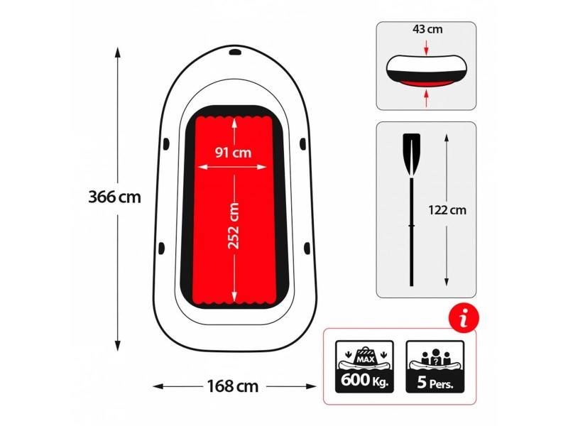 Надуваема Лодка Intex Excursion 5 Син Бял 366 x 43 x 168 cm NaN –  BB Надуваеми салове