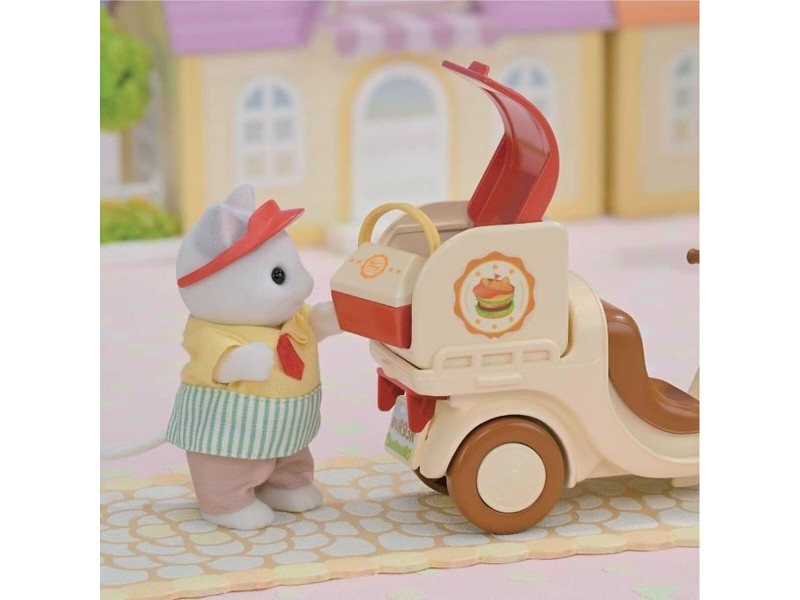 Аксесоари за Къща на Кукли Sylvanian Families Puesto de hamburguesas - Papa Latte Cat y Scooter 30 Части NaN –  BB Кукли и екшън фигури