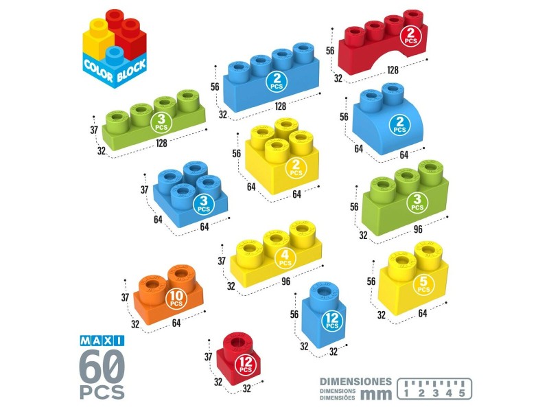 Строителни Блокове Color Block 60 Части NaN –  BB Изграждане на игри
