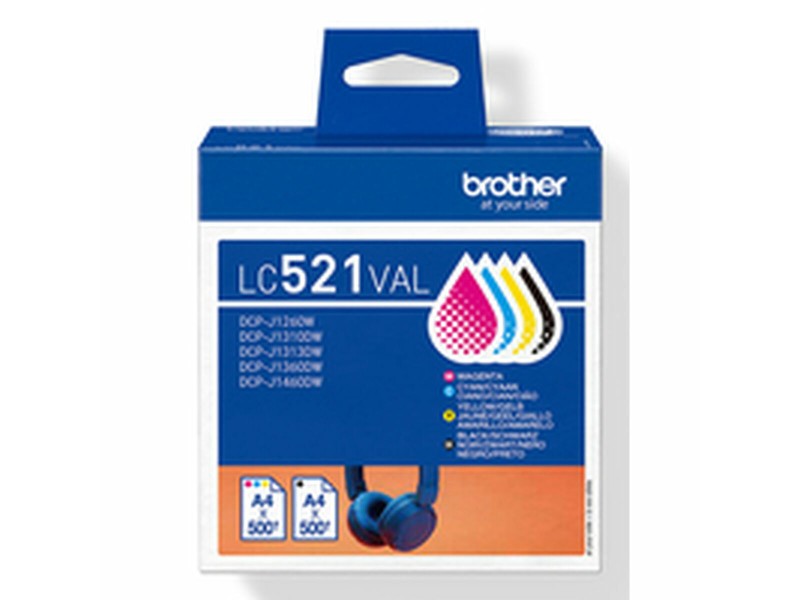 Оригиална касета за мастило Brother LC521VAL Жълт (4 броя) NaN –  BB Касети с мастило