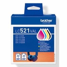 Оригиална касета за мастило Brother LC521VAL Жълт (4 броя)
