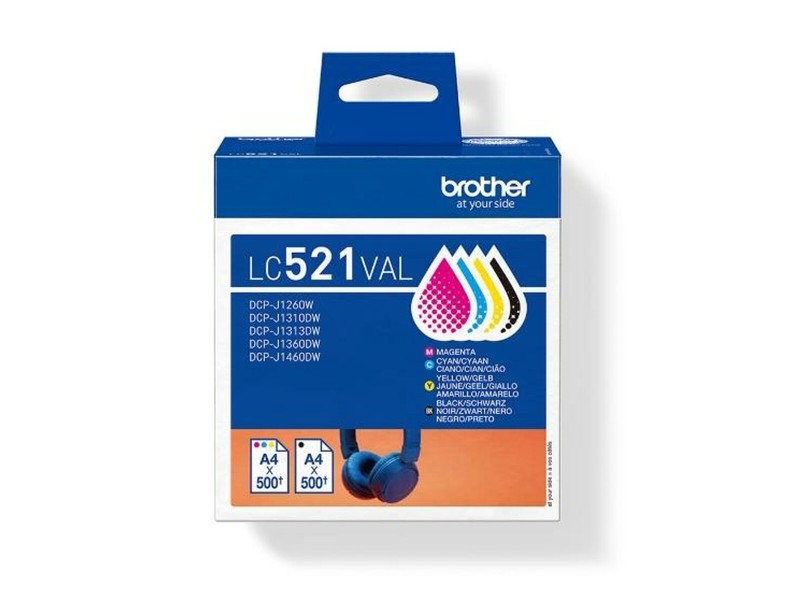 Оригиална касета за мастило Brother LC521VAL Жълт (4 броя) NaN –  BB Касети с мастило