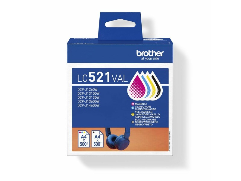 Оригиална касета за мастило Brother LC521VAL Жълт (4 броя) NaN –  BB Касети с мастило