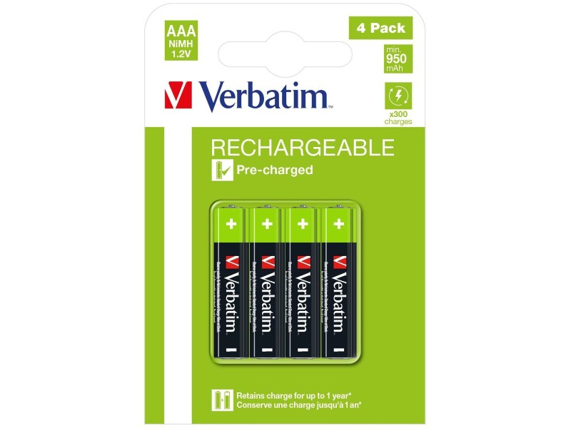 Зареждащи се батерии Verbatim 1,2 V AAA LR03 4 Части (20 броя) NaN –  BB Презареждащи се батерии