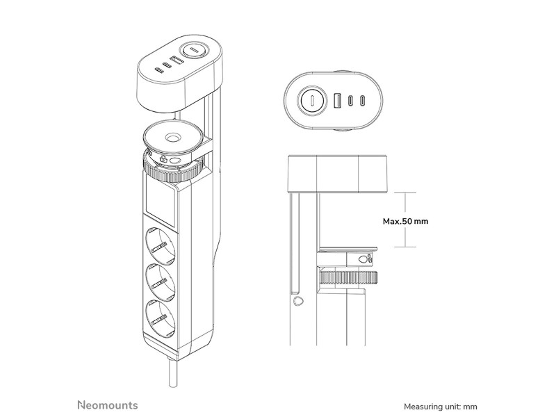Олово Neomounts VOLT DESK CLAMP Черен (1,4 m) NaN –  BB Ленти