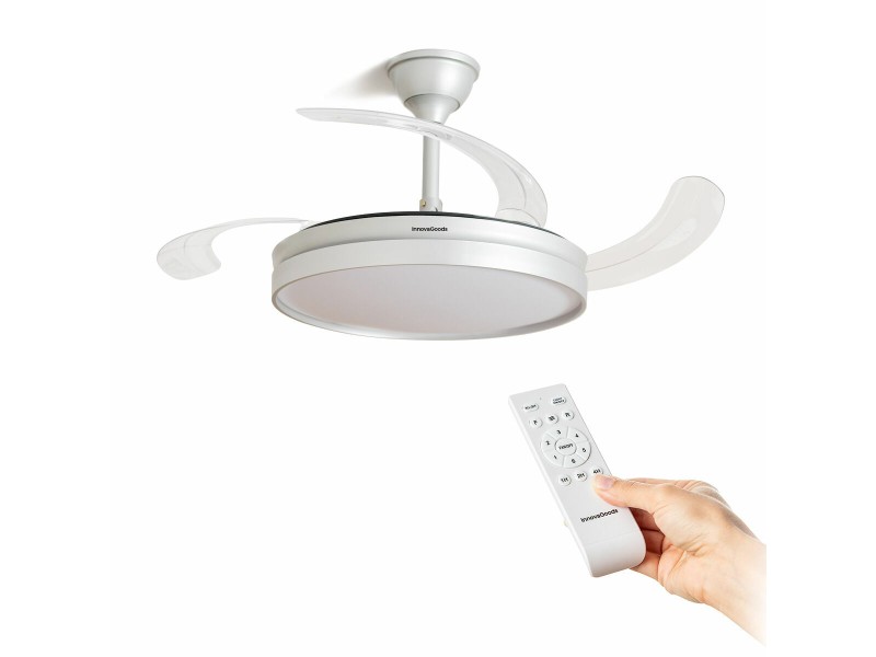 Вентилатор за Таван с LED Светлина и 4 Прибиращи се Перки InnovaGoods 80 W Ø49-104 cm Сребрист (След ремонт A) NaN от | techMAG.bg Вентилатор за Таван с LED Светлина и 4 Прибиращи се Перки InnovaGoods 80 W Ø49-104 cm Сребрист (След ремонт A) NaN – BB Таванни вентилатори