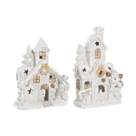 Коледна Украса DKD Home Decor Къща Снежен Магнезиев (38 x 21 x 45 cm) (2 броя)
