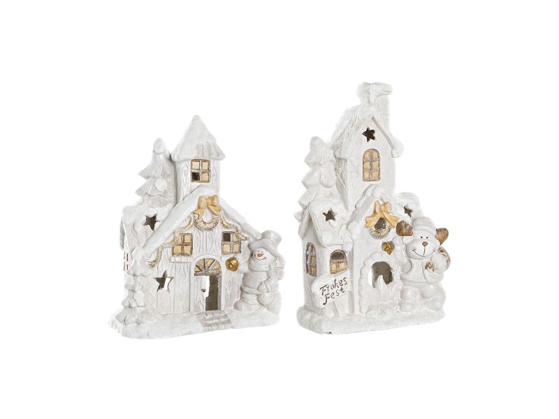 Коледна Украса DKD Home Decor Къща Снежен Магнезиев (38 x 21 x 45 cm) (2 броя) NaN –  BB Оригинална декорация