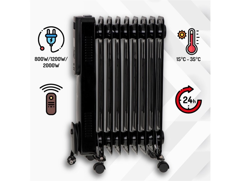 Electric oil heater with remote control CAMRY CR 7810 9 ribs black