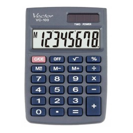 Vector KAV VC-100 office calculator, 8 digits, 58 x 88.5 mm, grey