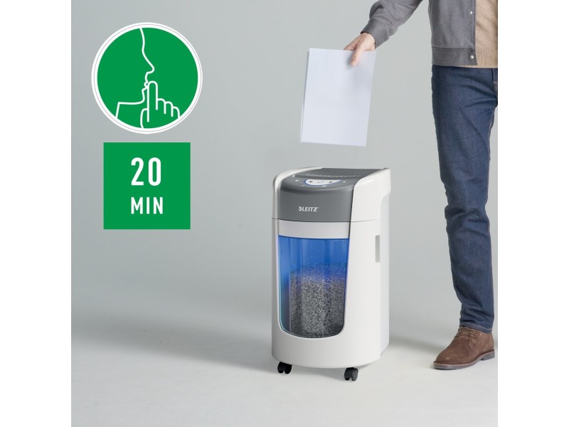 Leitz IQ OptiMax Home Office 225 Micro Cut Paper Shredder Security P5 15L - White