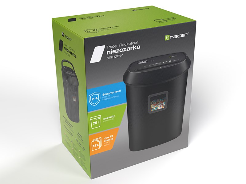 Tracer FileCrusher Paper Shredder, Black